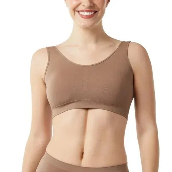 NEW Layer Zero Women's L 2 Pack Seamless Nylon Bra Black & Sienna J1036 - Picture 2 of 13